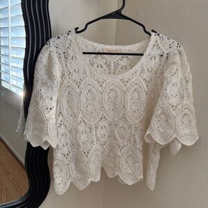 Solitaire White Cropped Boxy Blouse